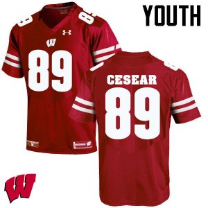 Youth Wisconsin Badgers NCAA #89 Jacob Cesear Red Authentic Under Armour Stitched College Football Jersey MU31V77NI